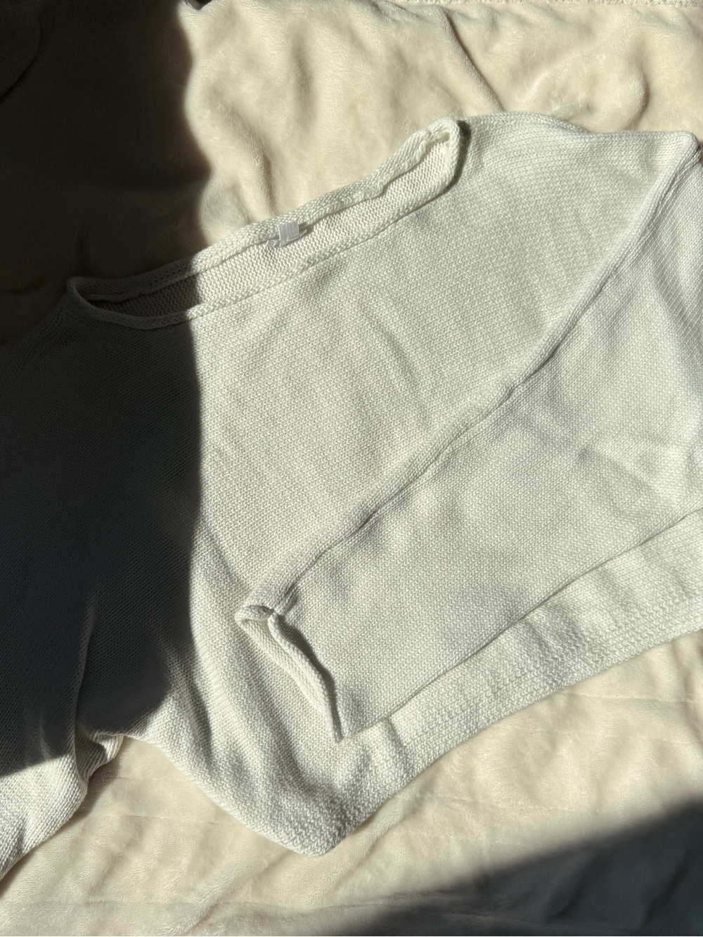 Garage Off-the-Shoulder Lightweight Sweater in Cream
